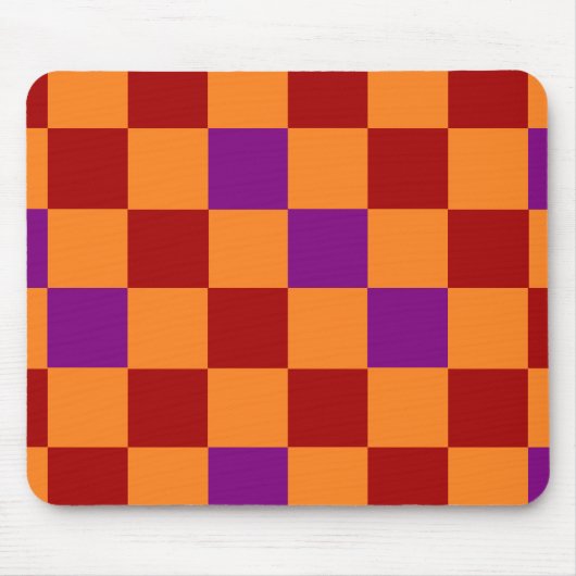 Rot Orange Lila Kariertes Muster Design Mousepad (Vorne)