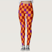 Rot Orange Lila Karomuster Design  Leggings (Vorderseite)