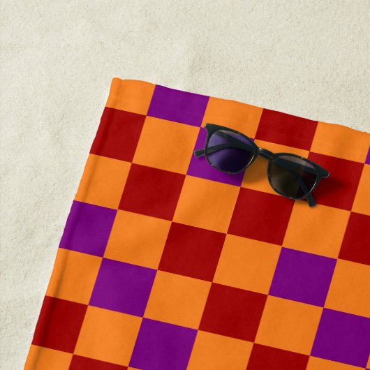 Rot Orange Lila Karomuster Design Strandtuch (Beispiel)