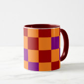Rot Orange Lila Karomuster Design  Tasse (VorderseiteRechts)