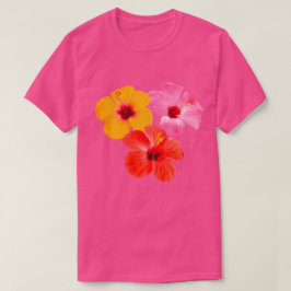 Rot Orange Pink Hibiskus Blumen T-Shirt