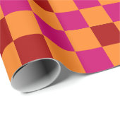 Rot Orange Pink Kariertes Muster Design Geschenkpapier (Rolleneckpunkt)