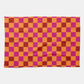 Rot Orange Pink Kariertes Muster Design Geschirrtuch (Horizontal)