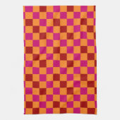 Rot Orange Pink Kariertes Muster Design Geschirrtuch (Vertikal)