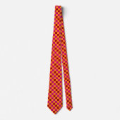 Rot Orange Pink Kariertes Muster Design Krawatte (Vorderseite)