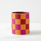 Rot Orange Pink Kariertes Muster Design Tasse (Zentrum)
