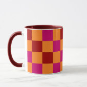 Rot Orange Pink Kariertes Muster Design Tasse (Links)