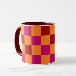Rot Orange Pink Kariertes Muster Design Tasse