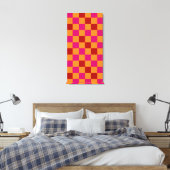 Rot Orange Pink Kariertes Musterdesign  Leinwanddruck (Insitu (Schlafzimmer))