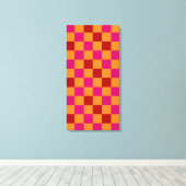 Rot Orange Pink Kariertes Musterdesign  Leinwanddruck (Insitu (Holzboden))