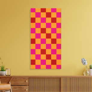 Rot Orange Pink Kariertes Musterdesign Leinwanddruck