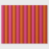 Rot Orange Pink Vertikale Streifen Design Geschenkpapier (Flach)