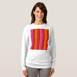 Rot Orange Pink Vertikale Streifen Design T-Shirt