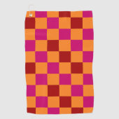 Rot Orange Rosa Karomuster Design Golfhandtuch (Vorderseite)