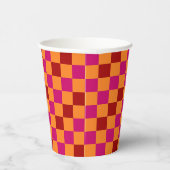 Rot Orange Rosa Karomuster Design Pappbecher (Rechts)