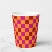 Rot Orange Rosa Karomuster Design Pappbecher (Vorderseite)