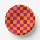 Rot Orange Rosa Karomuster Design  Pappteller (Vorderseite)