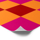 Rot Orange Rosa Karomuster Design Poster (Ecke)