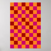 Rot Orange Rosa Karomuster Design Poster (Vorne)