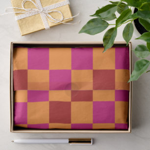 Rot Orange Rosa Karomuster Design Seidenpapier