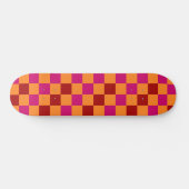 Rot Orange Rosa Karomuster Design  Skateboard (Horizontal)