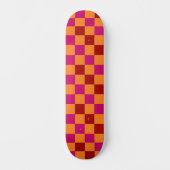 Rot Orange Rosa Karomuster Design  Skateboard (Vorderseite)