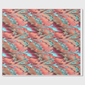 Rot, Orange u. Türkis gemarmortes Muster Geschenkpapier (Flach)