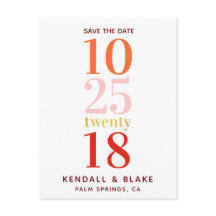 Rot, Orange und Rosa Save the Date Minimalistisch