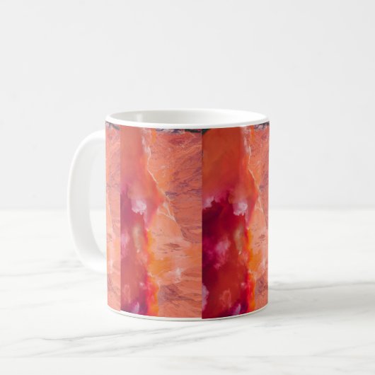 Rot-Orange-Waves-Tapete Kaffeetasse (Vorderseite Links)