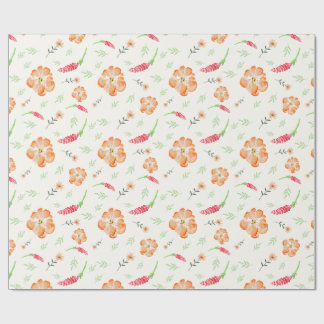 Rot-Orange-Wildblumen-Wasserfarben-Geschenkpapier Geschenkpapier