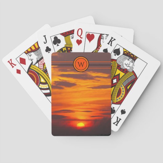 Rot-orangefarbene, anfänglich Sunset Playing Cards Spielkarten (Rückseite)