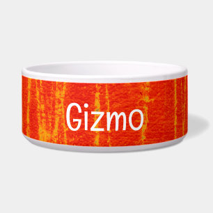 Rot-orangefarbene Grunge Pet Bowl mit GIZMO Text Napf