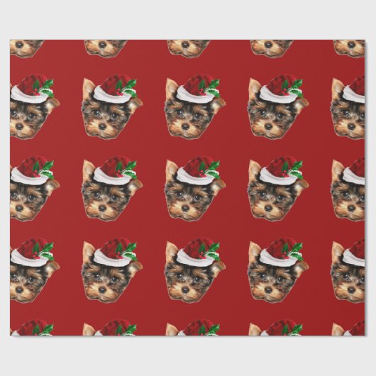 Rot-Packpapier Weihnachtsyorkshires Terrier Geschenkpapier (Flach)