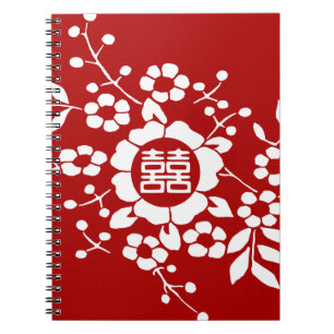 Rot • Papier-Schnitt-Blumen • Doppeltes Glück Notizblock