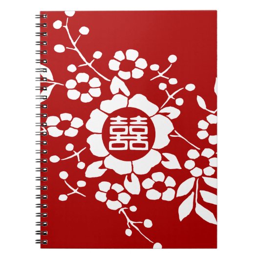 Rot • Papier-Schnitt-Blumen • Doppeltes Glück Notizblock (Vorderseite)