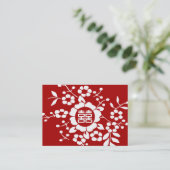 Rot • Papier-Schnitt-Blumen • Doppeltes Glück Visitenkarte (Stehend Vorderseite)