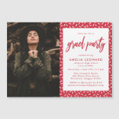 Rot | Partei für den Abschluss eines Fotos mit Skr Magneteinladung (Vorderseite)