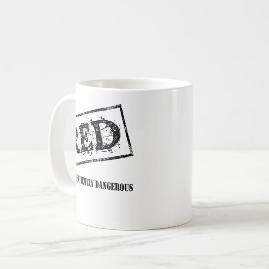 ROT pensioniertes extrem gefährliches Kaffeetasse (Vorderseite Links)