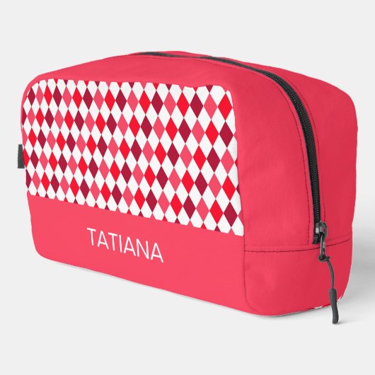 Rot & Pink Argyle-Diamantmuster Waschbeutel (Rechte Ecke)
