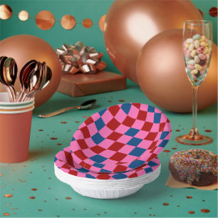 Rot Pink Blau Kariertes Musterdesign Pappteller
