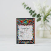 ROT PINK BLAU ORIENTAL BLUME DAMASK MONOGRAMM VISITENKARTE (Stehend Vorderseite)