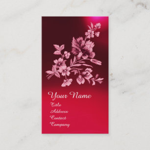 ROT-PINK-BLUME BOUQUET UND KARNATIONALMONOGRAMM VISITENKARTE