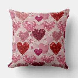 ROT & PINK GLITZER SEHEN VALENTINE LIEBE HERZEN KISSEN