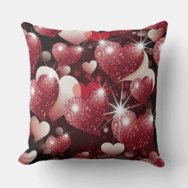 ROT & PINK GLITZER SEHEN VALENTINE LIEBE HERZEN KISSEN