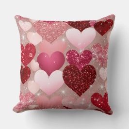 ROT & PINK GLITZER SEHEN VALENTINE LIEBE HERZEN KISSEN