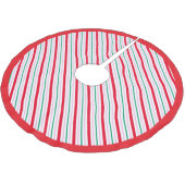 Rot, Pink, Grün gestreift Polyester Weihnachtsbaumdecke (Schrägansicht)