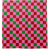 Rot Pink Grün Kariertes Musterdesign  Duschvorhang (Vorderseite)