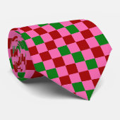 Rot Pink Grün Kariertes Musterdesign Krawatte (Gerollt)