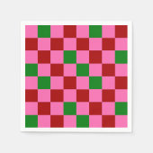 Rot Pink Grün Kariertes Musterdesign  Serviette (Vorderseite)