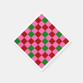 Rot Pink Grün Kariertes Musterdesign  Serviette (Ecke)